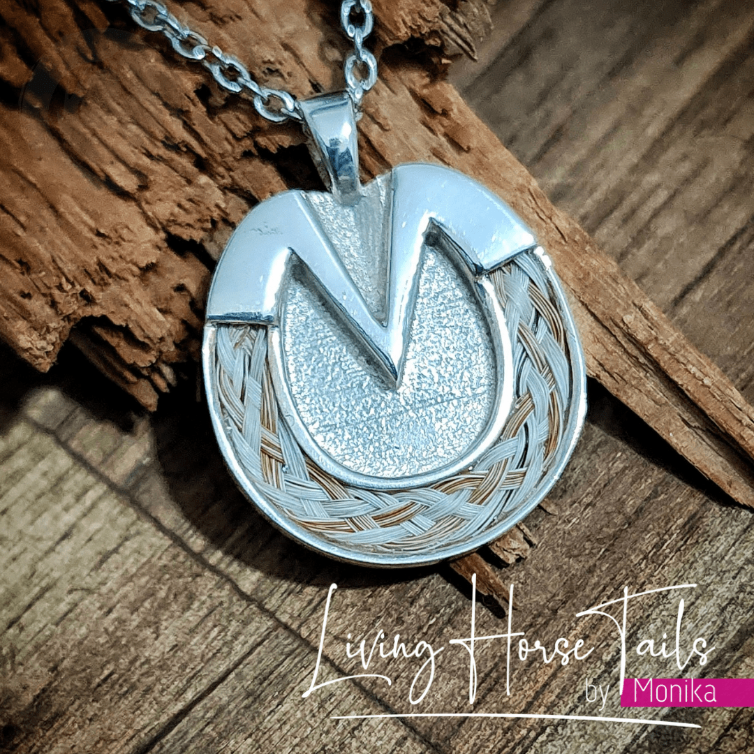 Living Horse Tails Barefoot Hoofprint Pendant inlaid with Horse Hair Braid Custom jewellery Monika Australia horsehair keepsake