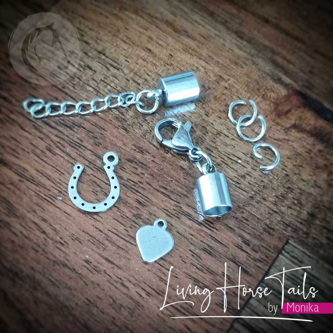 Living Horse Tails DIY Kit Extras - Bracelet Cord End Clasp (Stainless Steel) Custom jewellery Monika Australia horsehair keepsake