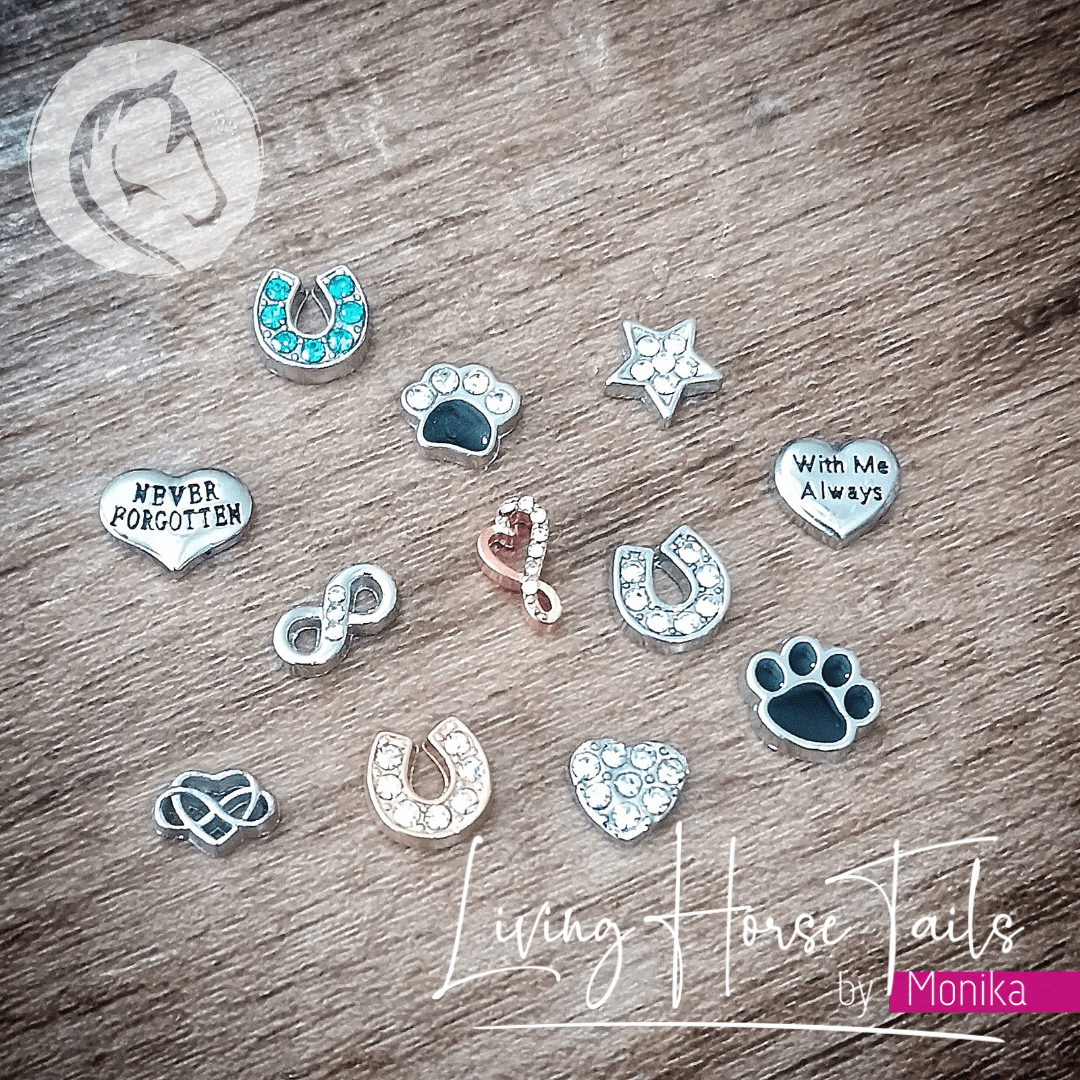 Living Horse Tails DIY Kit Extras - Locket Charms Custom jewellery Monika Australia horsehair keepsake