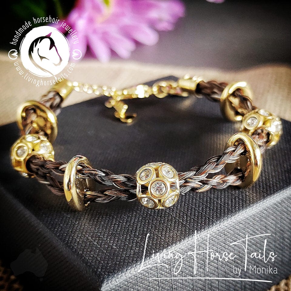Living Horse Tails Double Strand Braided Horsehair Bracelet - Silver Custom jewellery Monika Australia horsehair keepsake