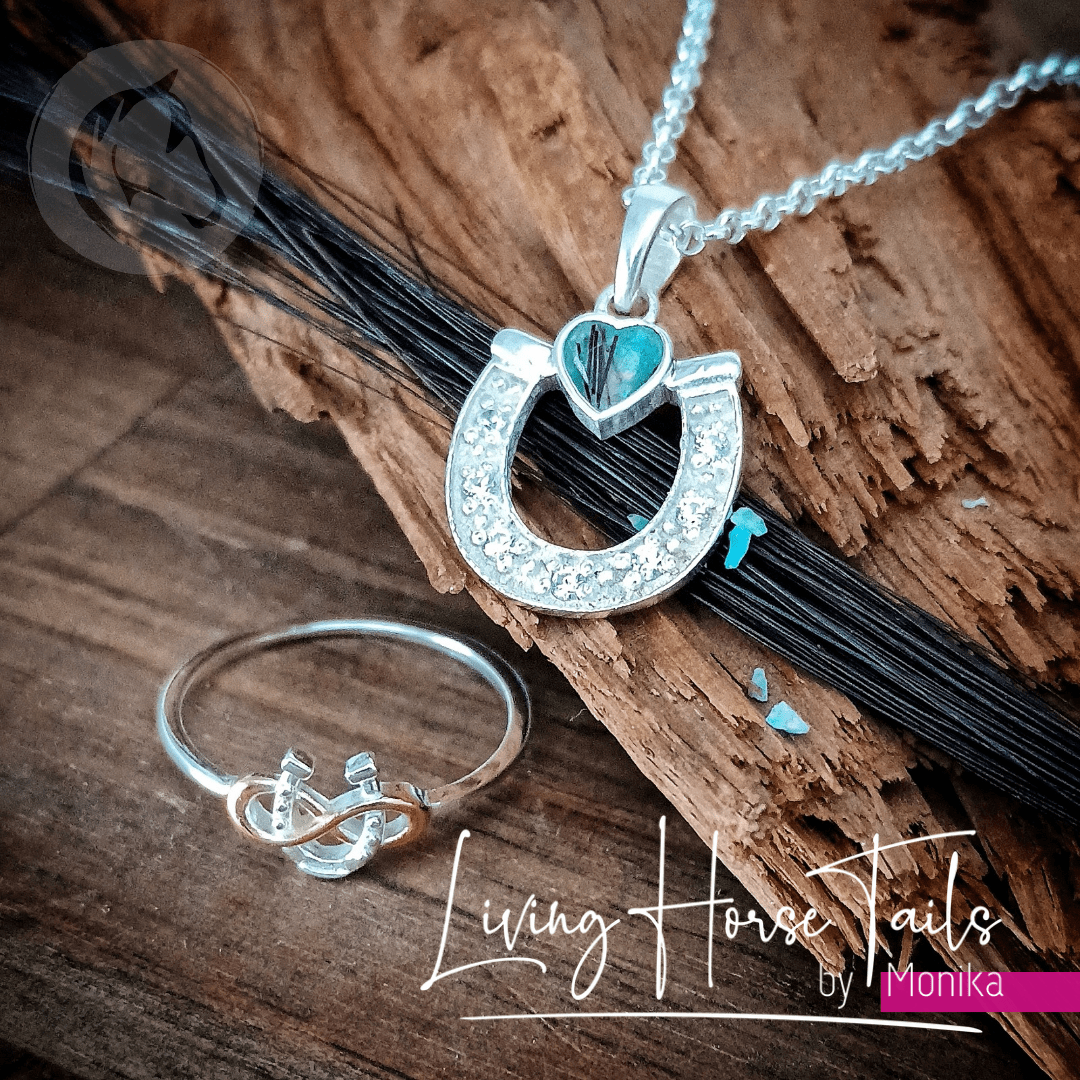 Living Horse Tails Horseshoe Keepsake Memorial Necklace 2 Custom jewellery Monika Australia horsehair keepsake