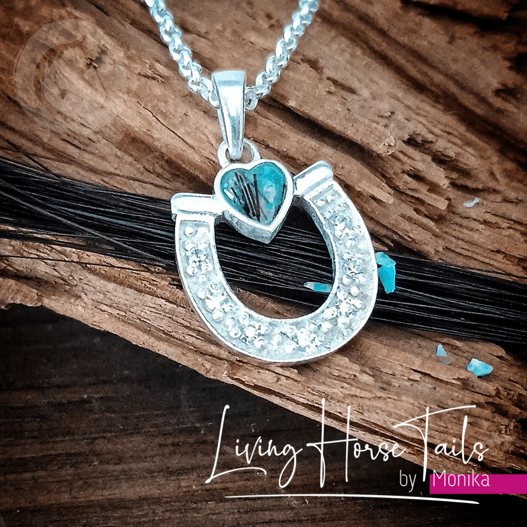 Living Horse Tails Horseshoe Keepsake Memorial Necklace 2 Custom jewellery Monika Australia horsehair keepsake