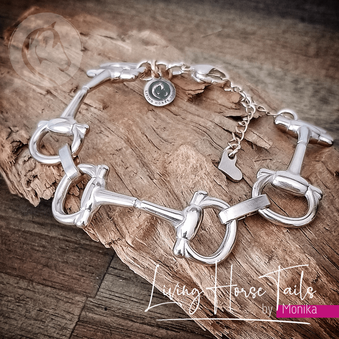 Living Horse Tails Stainless Steel Equestrian Snaffle Bit Bracelet Custom jewellery Monika Australia horsehair keepsake