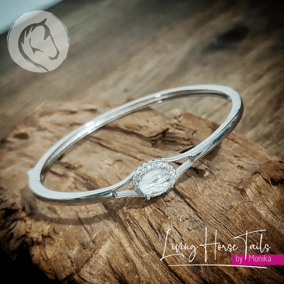 Living Horse Tails Sterling Silver and resin Cuff / Bangle Custom jewellery Monika Australia horsehair keepsake