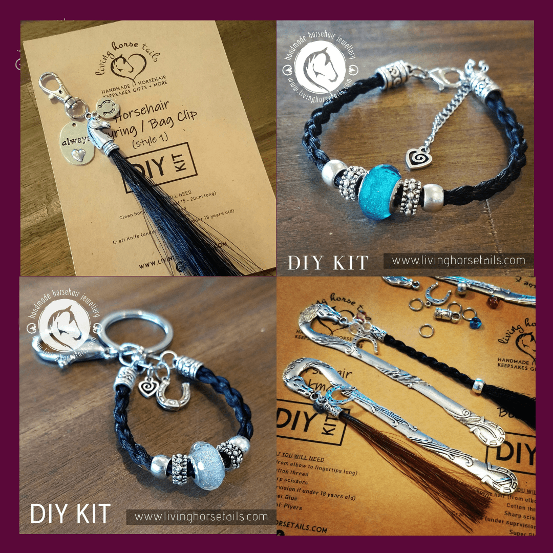 Living Horse Tails DIY Activity FUN Kit for Horse hair  (makes 4) Custom jewellery Monika Australia horsehair keepsake