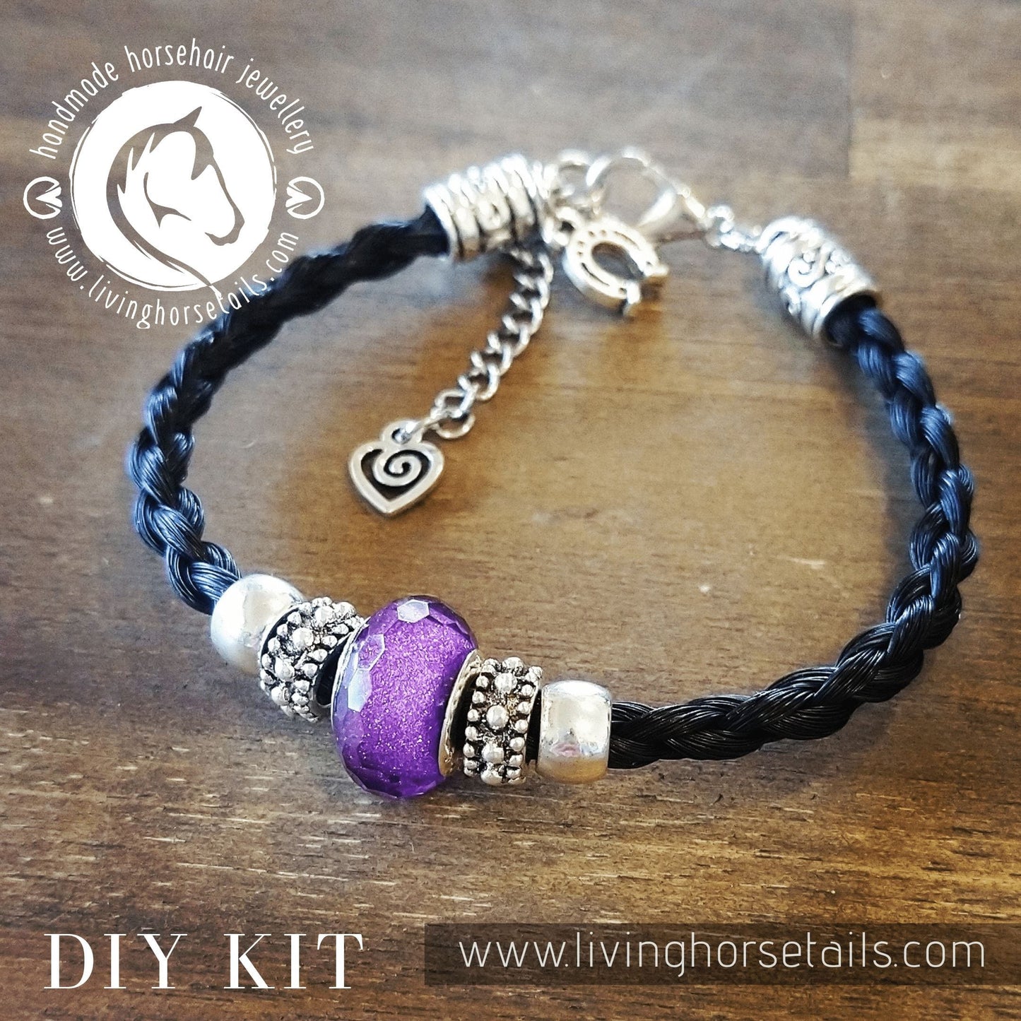 Double Up Kit - Make Your Own Horsehair Bracelet and Key Ring BONUS BEADS + CHARM Living Horse Tails Handmade Jewellery Custom Horse Hair Keepsakes Australia