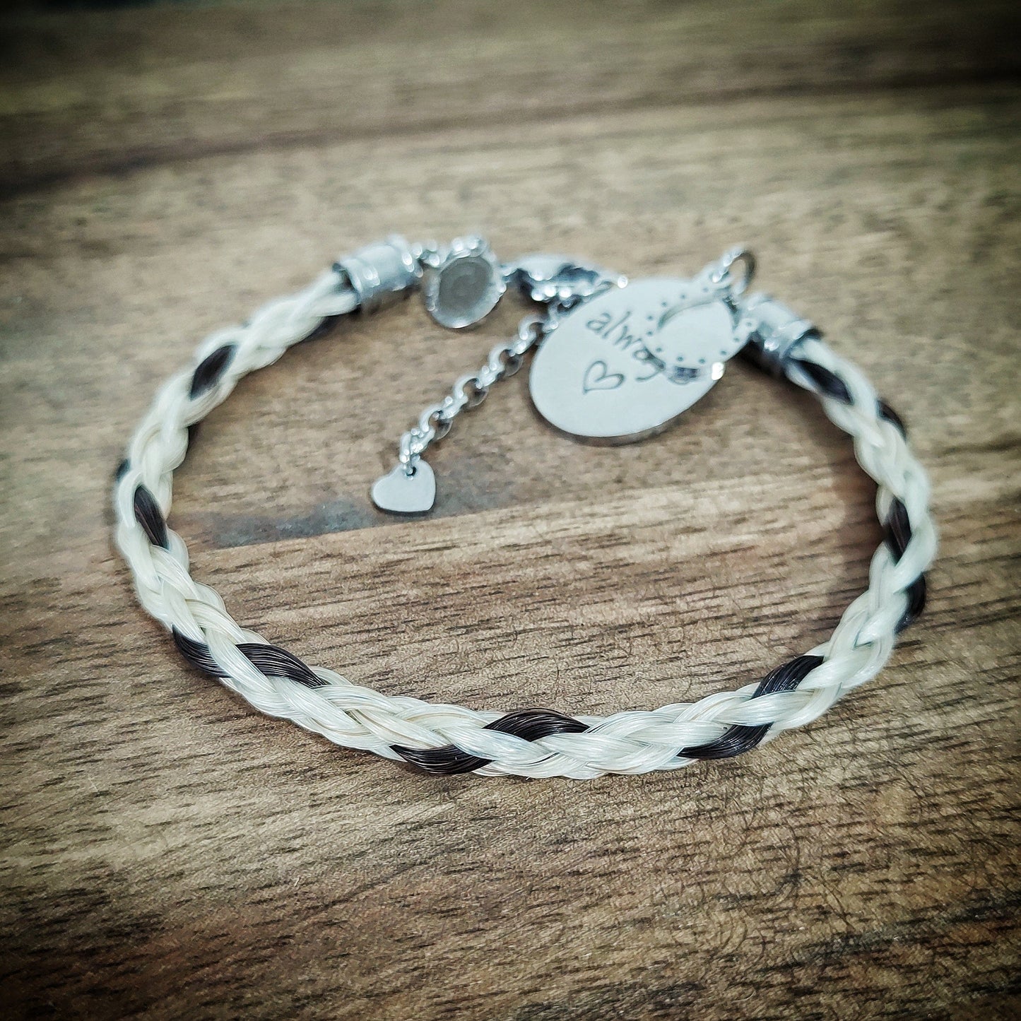 Living Horse Tails Horseshoe Love Braided Horsehair Bracelet Custom jewellery Monika Australia horsehair keepsake