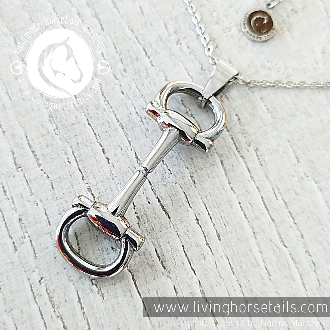 Stainless Steel Equestrian Snaffle Bit Necklace close up by Living horse tails Australia