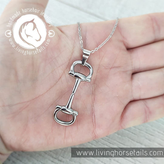 Stainless Steel Equestrian Snaffle Bit Necklace close up by Living horse tails Australia