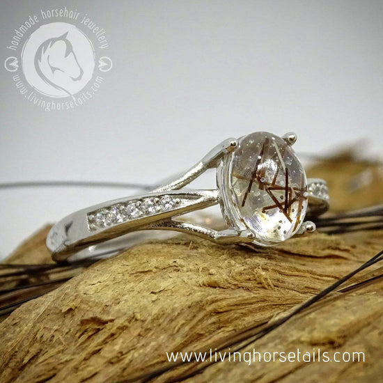 Sterling Silver and Cubic Zirconia Ring with your Horsehair Living Horse Tails Handmade Jewellery Custom Horse Hair Keepsakes Australia