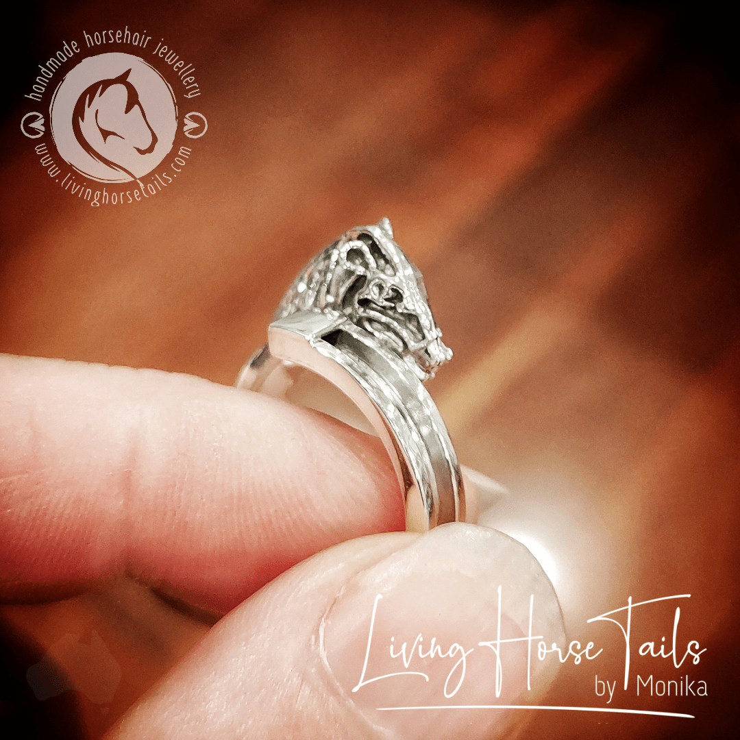 Sterling Silver Braided Horsehair Ring Living Horse Tails