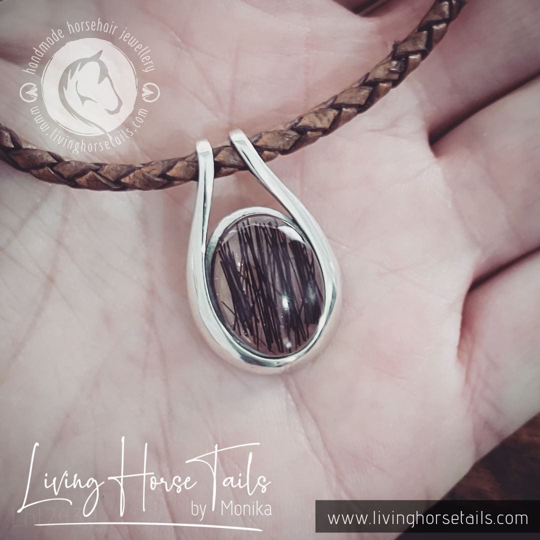Sterling Silver Horse Hair Resin Pendant Living Horse Tails Jewellery