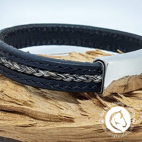 Stitched leather stainless steel horsehair unisex mens bracelet Living Horse Tails Handmade Jewellery Custom Horse Hair Keepsakes Australia