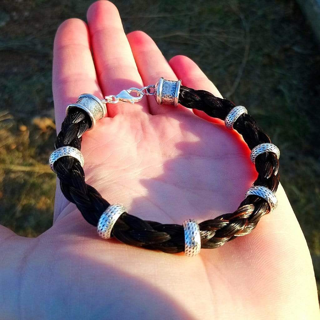 Living Horse Tails Viking Bangle Style Braided Horse Hair Bracelet with Silver - 8mm Custom jewellery Monika Australia horsehair keepsake