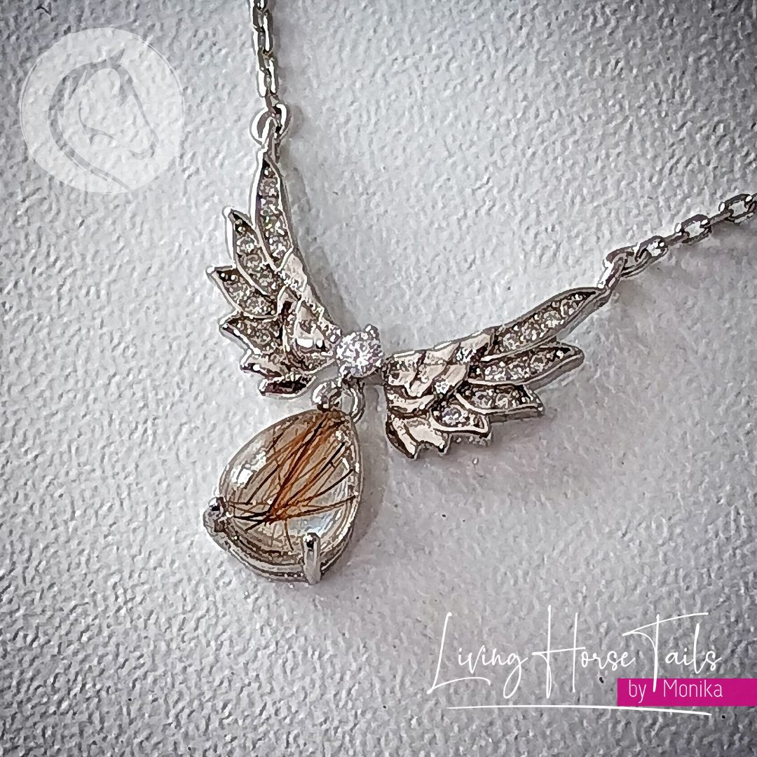Sterling Silver Winged Hair Resin Pendant Necklace