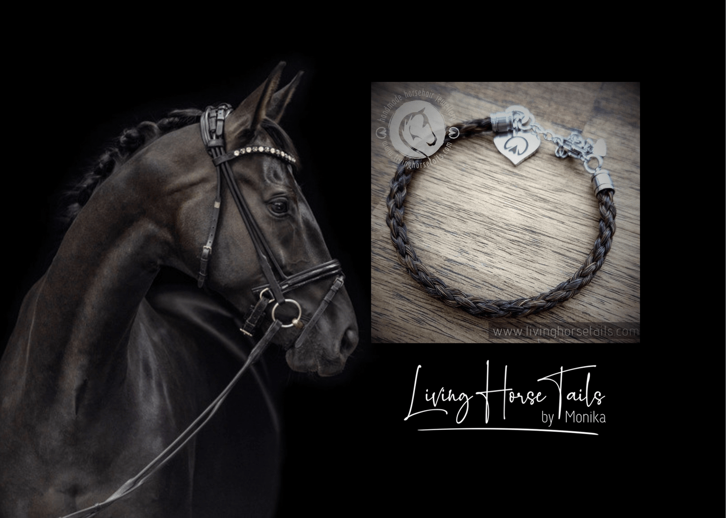 Custom created horse hair tail bracelet and keepsake mementos australia