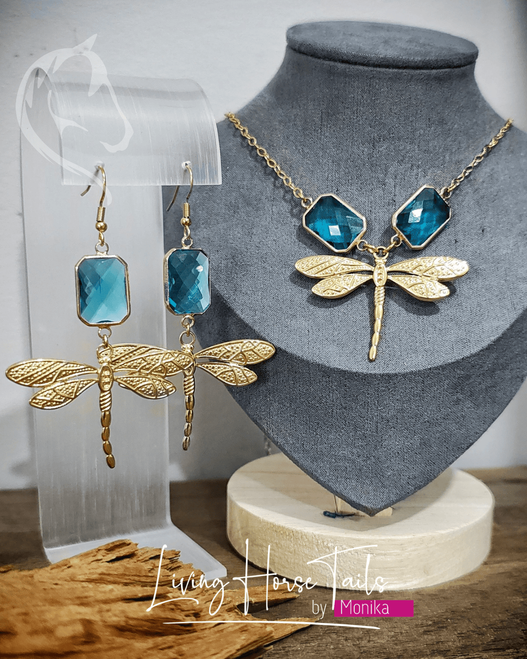 Epona Creations | by Monika - Jewellery and Design Dragonfly Dreams earrings or necklace Custom jewellery Monika Australia horsehair keepsake