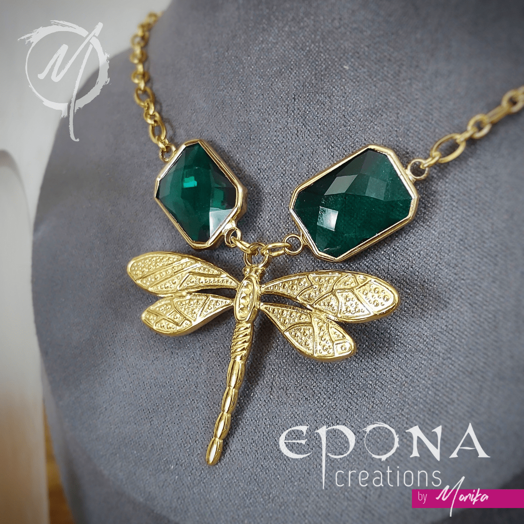 Load image into Gallery viewer, Epona Creations | by Monika - Jewellery and Design Dragonfly necklace in gold Custom jewellery Monika Australia horsehair keepsake
