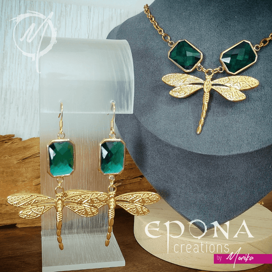 Load image into Gallery viewer, Epona Creations | by Monika - Jewellery and Design Dragonfly necklace in gold Custom jewellery Monika Australia horsehair keepsake
