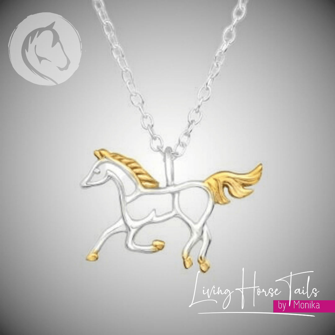 Load image into Gallery viewer, Living Horse Tails 2 Tone Sterling Silver Horse Necklace Custom jewellery Monika Australia horsehair keepsake
