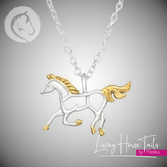 Living Horse Tails 2 Tone Sterling Silver Horse Necklace Custom jewellery Monika Australia horsehair keepsake