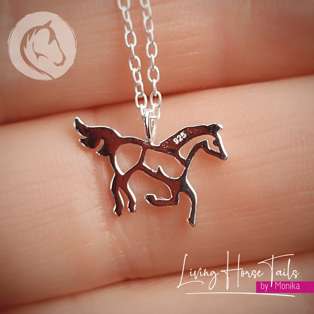 Living Horse Tails 2 Tone Sterling Silver Horse Necklace Custom jewellery Monika Australia horsehair keepsake