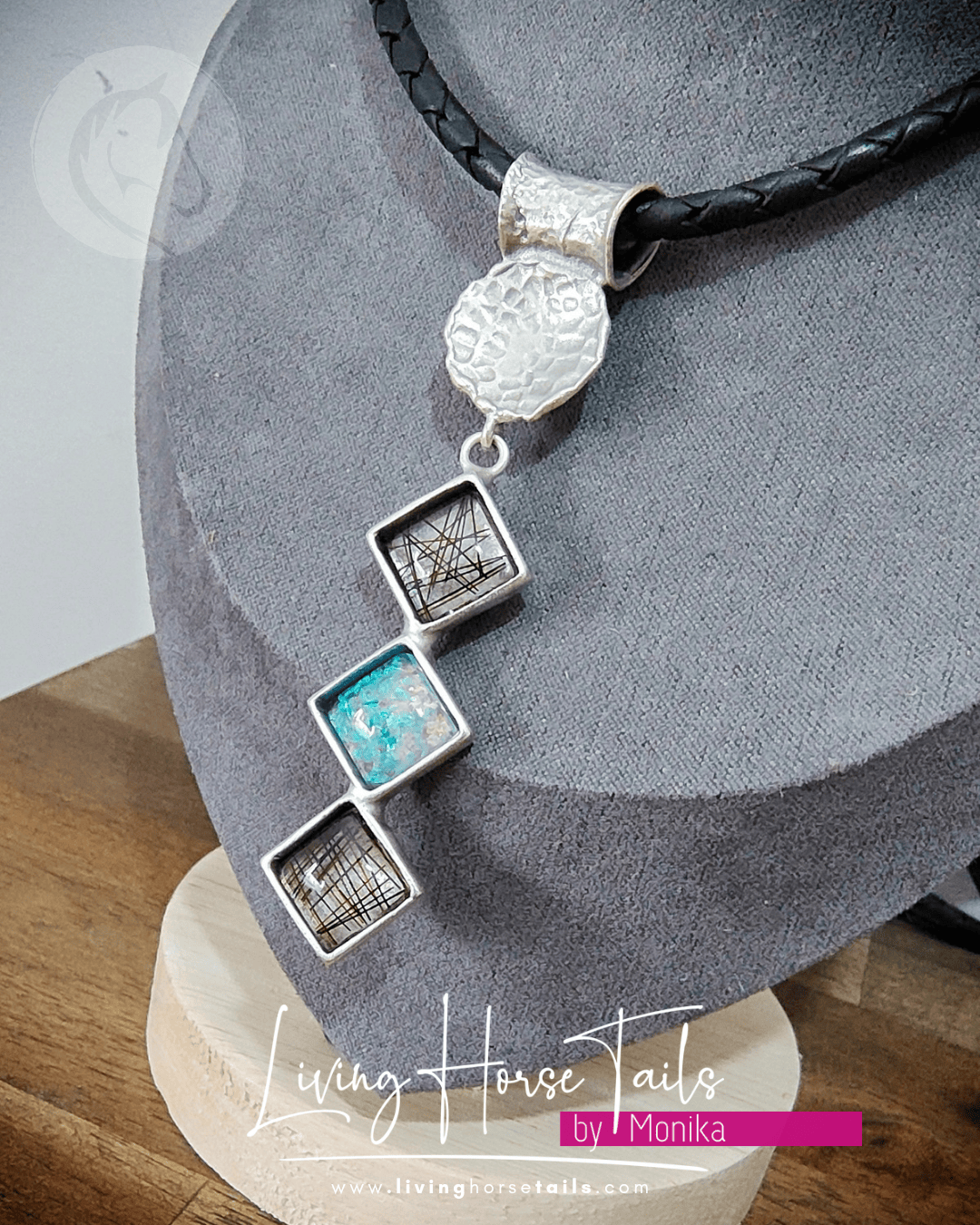 Living Horse Tails Antique silver keepsake brass pendant Custom jewellery Monika Australia horsehair keepsake