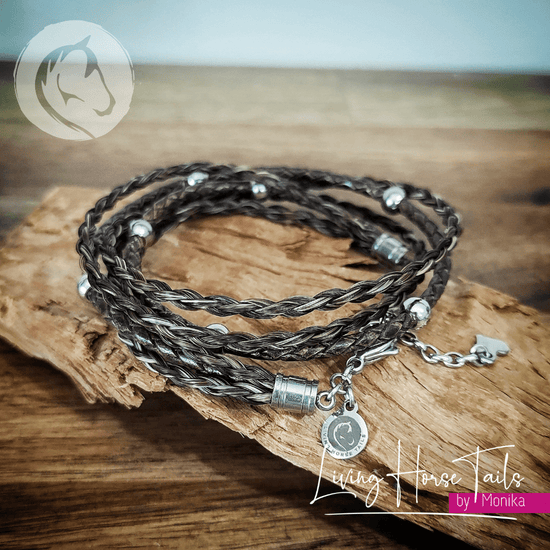 Boho Style Equestrian Horsehair and Leather Braided Wrap Bracelet Living Horse Tails Jewellery by Monika