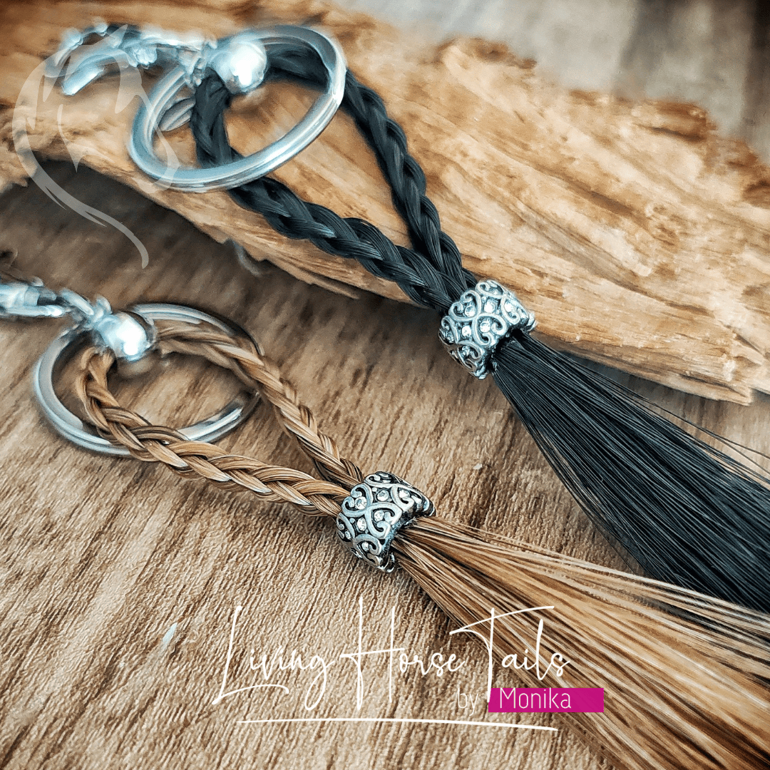 Living Horse Tails Braided Horsehair Key / Bag Clip Custom jewellery Monika Australia horsehair keepsake