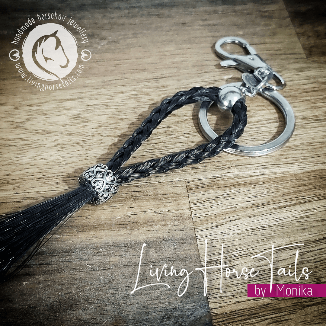 Living Horse Tails Braided Horsehair Key / Bag Clip Custom jewellery Monika Australia horsehair keepsake