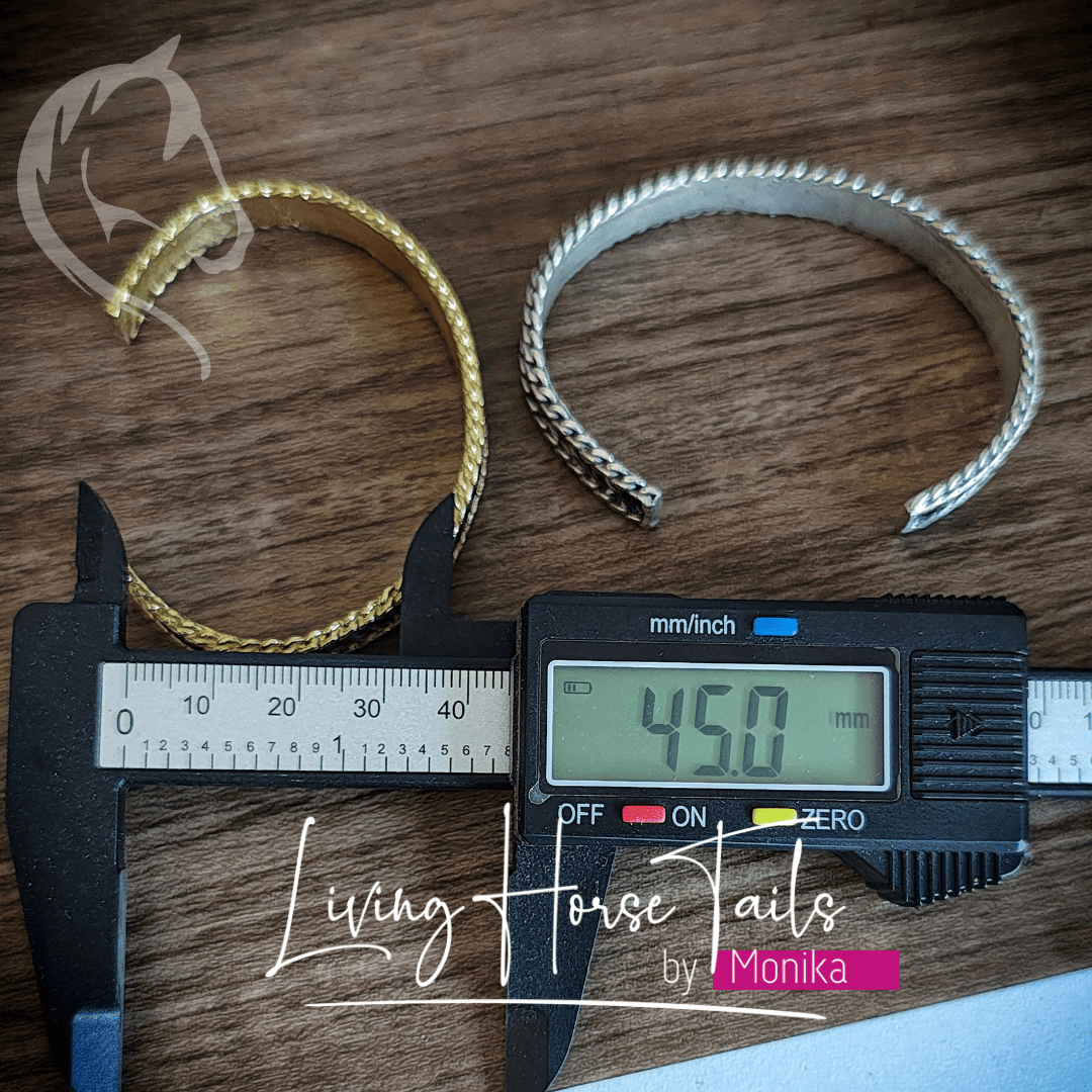 Living Horse Tails Brass cuff bangle with rope detail Custom jewellery Monika Australia horsehair keepsake