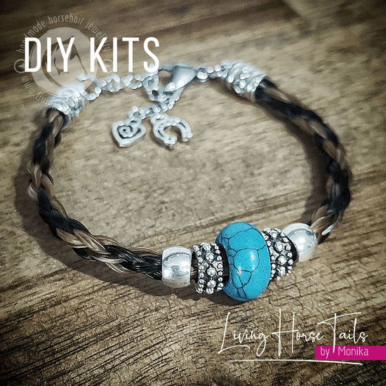 Load image into Gallery viewer, Living Horse Tails DIY Double Up Kit - Make Your Own Horsehair Bracelet and Key Ring / Bag Clip Custom jewellery Monika Australia horsehair keepsake
