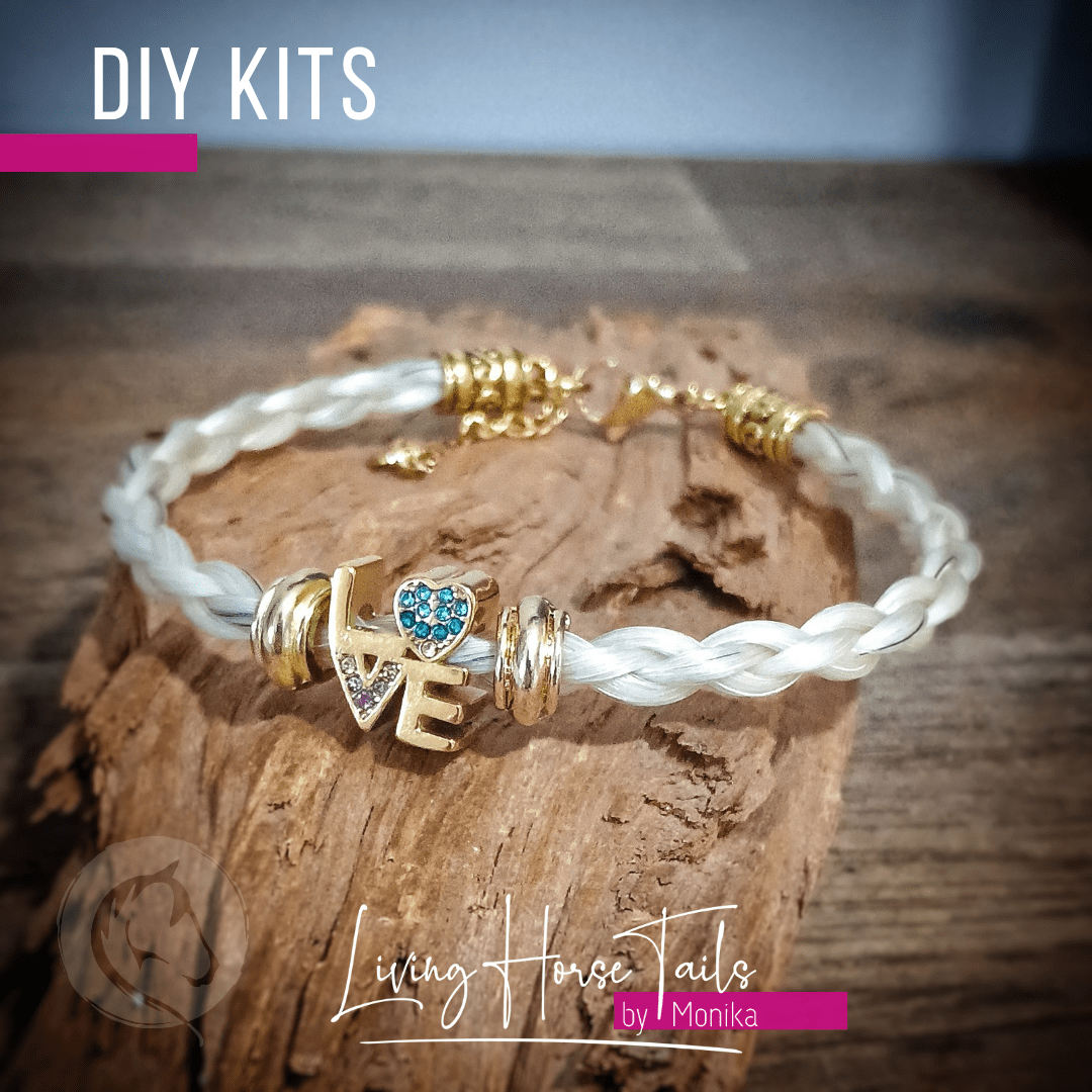 Living Horse Tails DIY Kit for Horsehair Bracelet. Make your own (Style LV) Custom jewellery Monika Australia horsehair keepsake