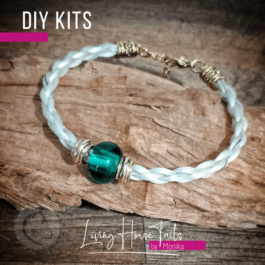 Living Horse Tails DIY Kit for Horsehair Bracelet. Make your own (Style Q) Custom jewellery Monika Australia horsehair keepsake