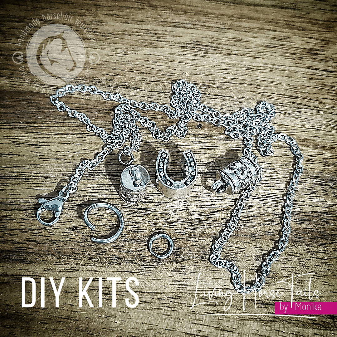 Living Horse Tails DIY Kit for Horsehair Pendant Necklace. Make your own (K) Custom jewellery Monika Australia horsehair keepsake