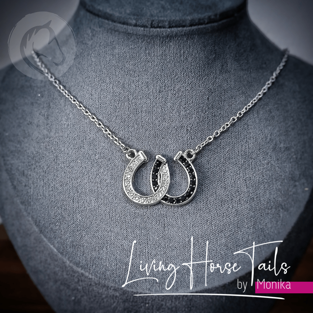Living Horse Tails Double Horseshoe Necklace Custom jewellery Monika Australia horsehair keepsake