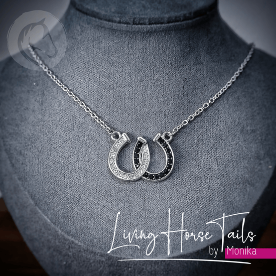 Living Horse Tails Double Horseshoe Necklace Custom jewellery Monika Australia horsehair keepsake