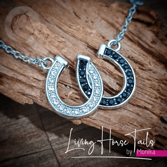 Living Horse Tails Double Horseshoe Necklace Custom jewellery Monika Australia horsehair keepsake