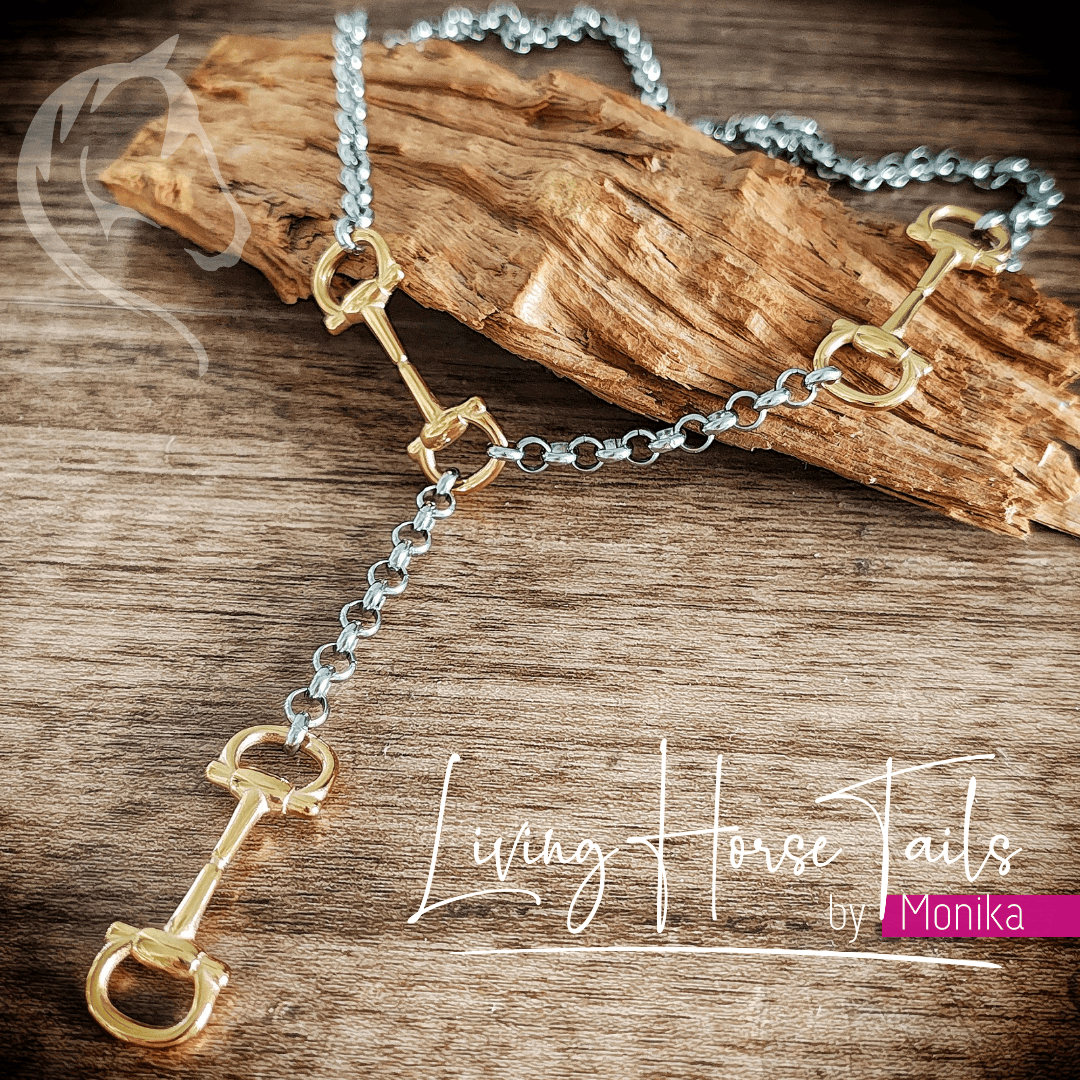 Living Horse Tails Equestrian Y Snaffle Bit Necklace Custom jewellery Monika Australia horsehair keepsake