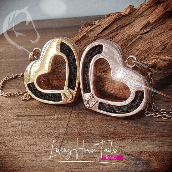 Heart with Horseshoe Pendant with Horsehair Braid – Living Horse