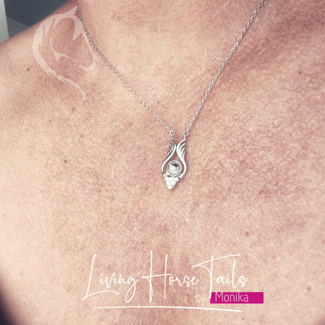 Living Horse Tails Heavenly Wings Keepsake Memorial Necklace Custom jewellery Monika Australia horsehair keepsake