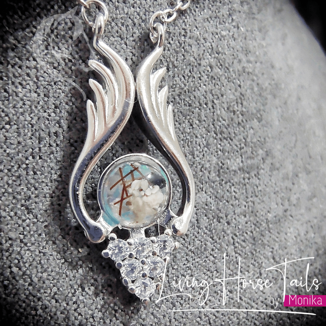Living Horse Tails Heavenly Wings Keepsake Memorial Necklace Custom jewellery Monika Australia horsehair keepsake