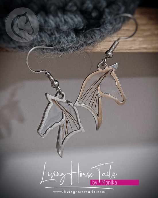 Living Horse Tails Horse Head Resin Earrings Custom jewellery Monika Australia horsehair keepsake