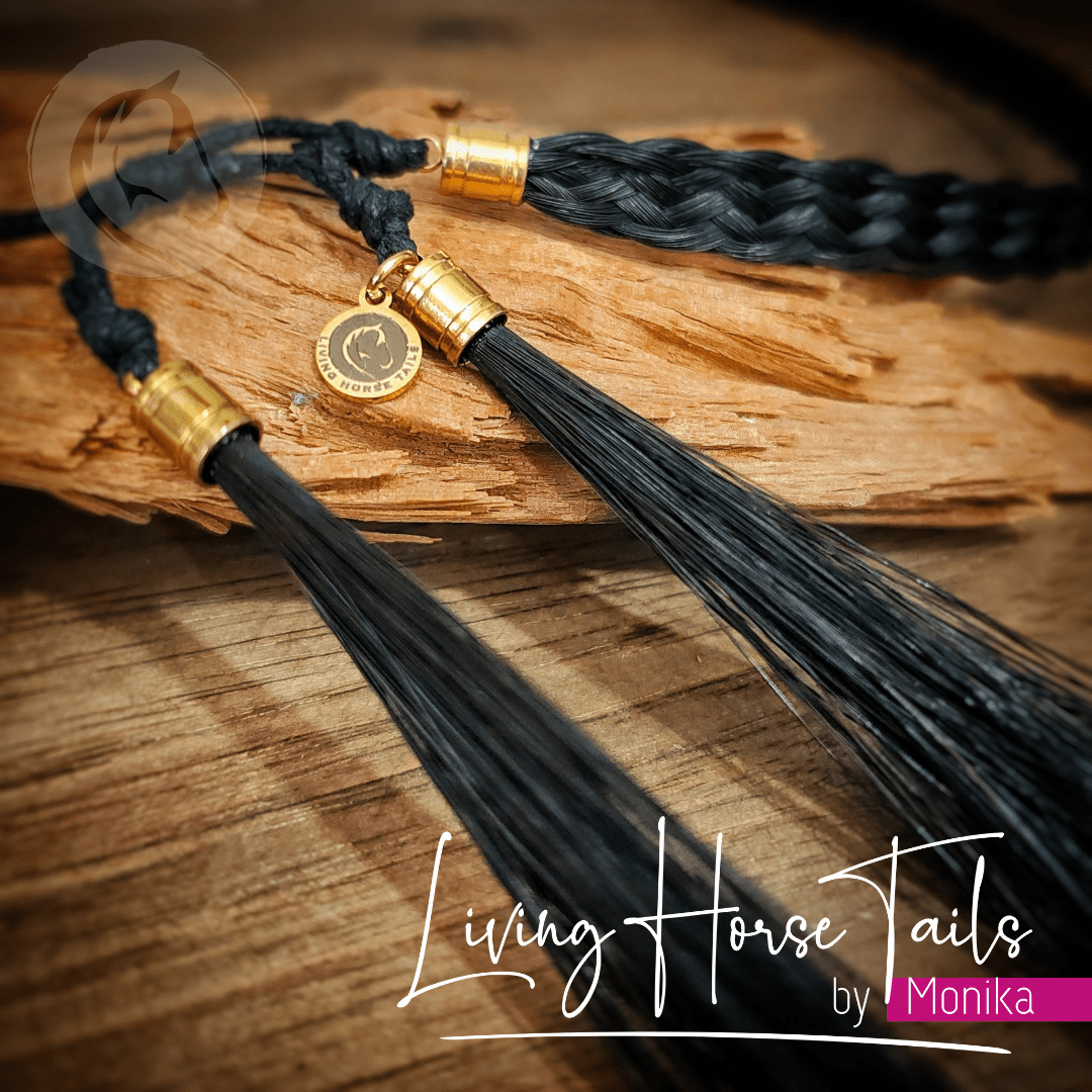 Living Horse Tails Horsehair Braided Hatband with Tassles and Adjustable Waxed Cord Slider Custom jewellery Monika Australia horsehair keepsake