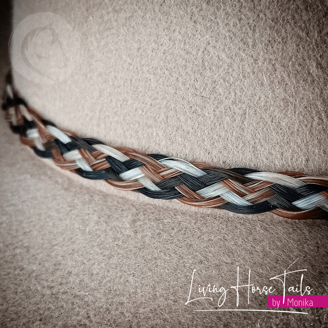 Living Horse Tails Horsehair Braided Hatband with Tassles and Adjustable Waxed Cord Slider Custom jewellery Monika Australia horsehair keepsake