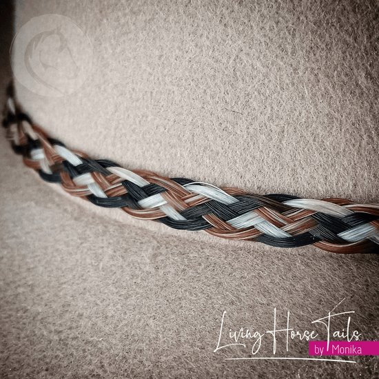 Living Horse Tails Horsehair Braided Hatband with Tassles and Adjustable Waxed Cord Slider Custom jewellery Monika Australia horsehair keepsake
