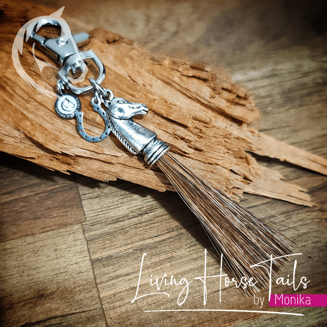 Living Horse Tails Horsehair Tassle Bag Clip or Saddle Charm Custom jewellery Monika Australia horsehair keepsake