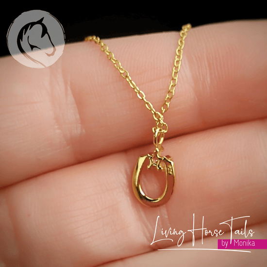 Living Horse Tails Horseshoe CZ Necklace Custom jewellery Monika Australia horsehair keepsake