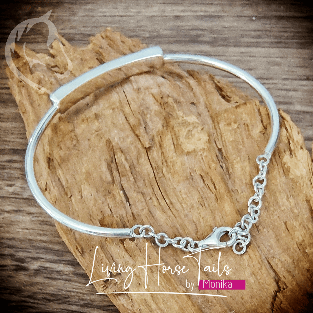Living Horse Tails Keepsake sterling silver bangle etyle bracelet Custom jewellery Monika Australia horsehair keepsake