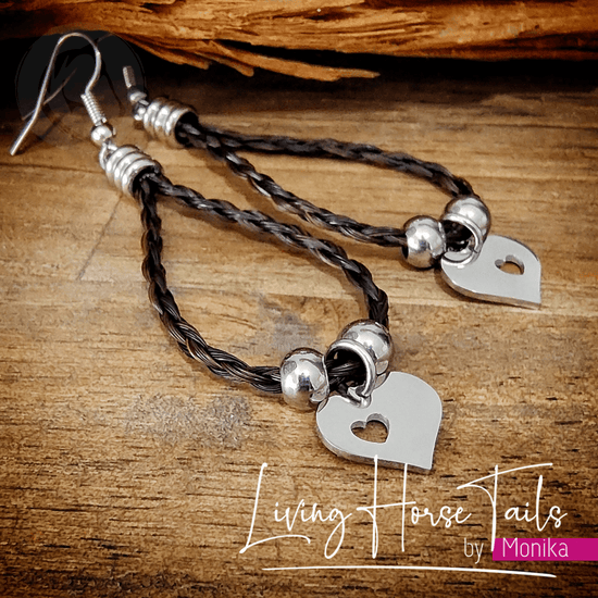 Love heart braided Horsehair earrings